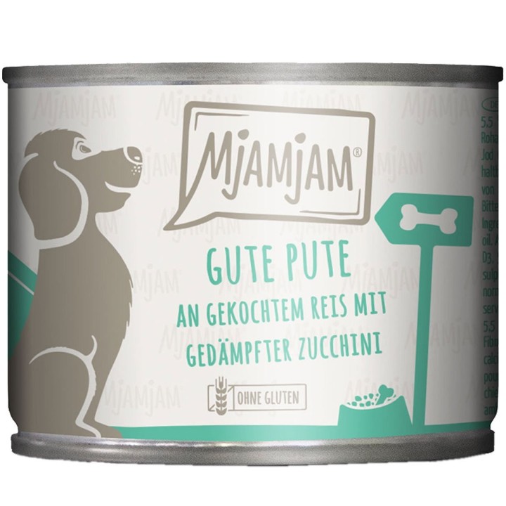 MjAMjAM gute Pute an gekochtem Reis mit gedämpfter Zucchini 6x200g