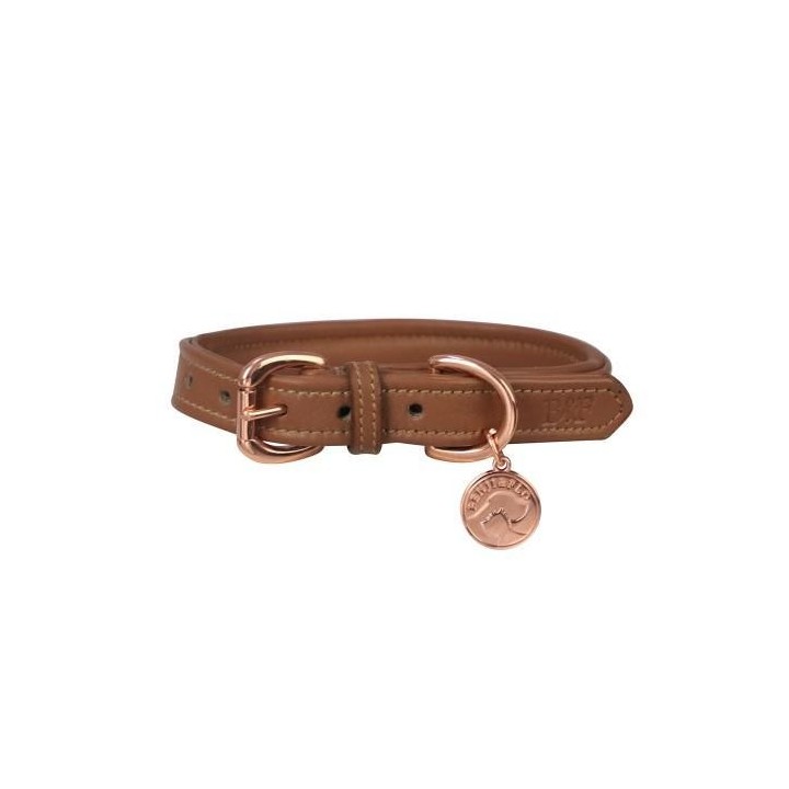Benji & Flo Deluxe Ledergepolstertes Hundehalsband L- Length: