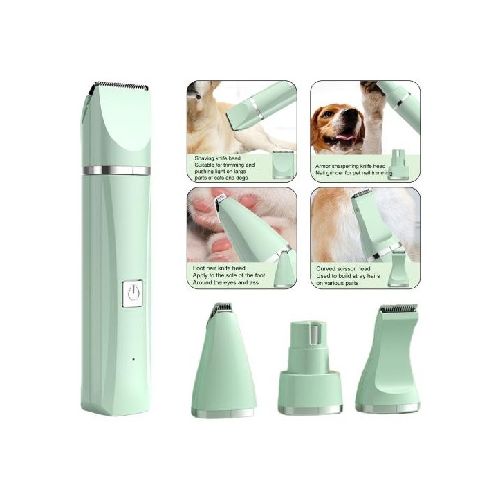 1 Set Katzenhaarschneider, leiser kabelloser Hand-Hunderasierer, USB-Aufladung, 4-in-1-Elektro-Haustierpflegeset mit 4 Klinge