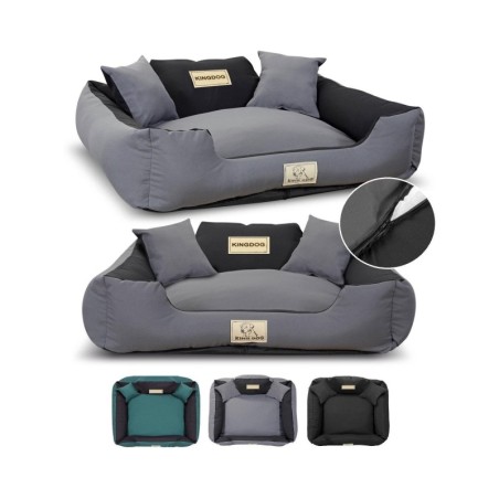 KINGDOG Laufgitter-Hundebett, langlebig, abnehmbarer Bezug M-XL, rutschfest, 3 Farben! + 2 kostenlose Kissen! M schlachtschif