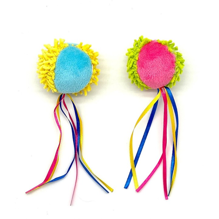 ZooRoyal Bälle mit Katzenminze & Bändern 2er Set