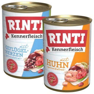 Sparpaket RINTI Kennerfleisch 24 x 400 g - Mixpaket Geflügel: 2 Sorten