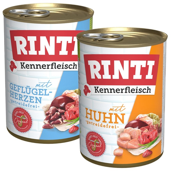 Sparpaket RINTI Kennerfleisch 24 x 400 g - Mixpaket Geflügel: 2 Sorten