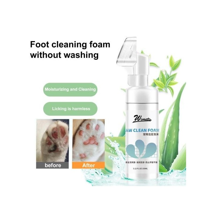 150 ml Haustier-Fußreiniger, wasserloser Hundepfotenreiniger mit Bürste, feuchtigkeitsspendend, nicht reizend, Katzenfußreini