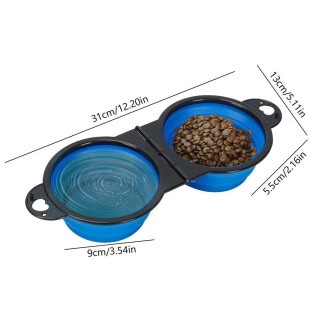 Faltbarer tragbarer Doppelnapf für Hunde 2 in 1 Futternapf für Haustiere Trinknäpfe für Hunde für Reisen im Freien Katzen- un