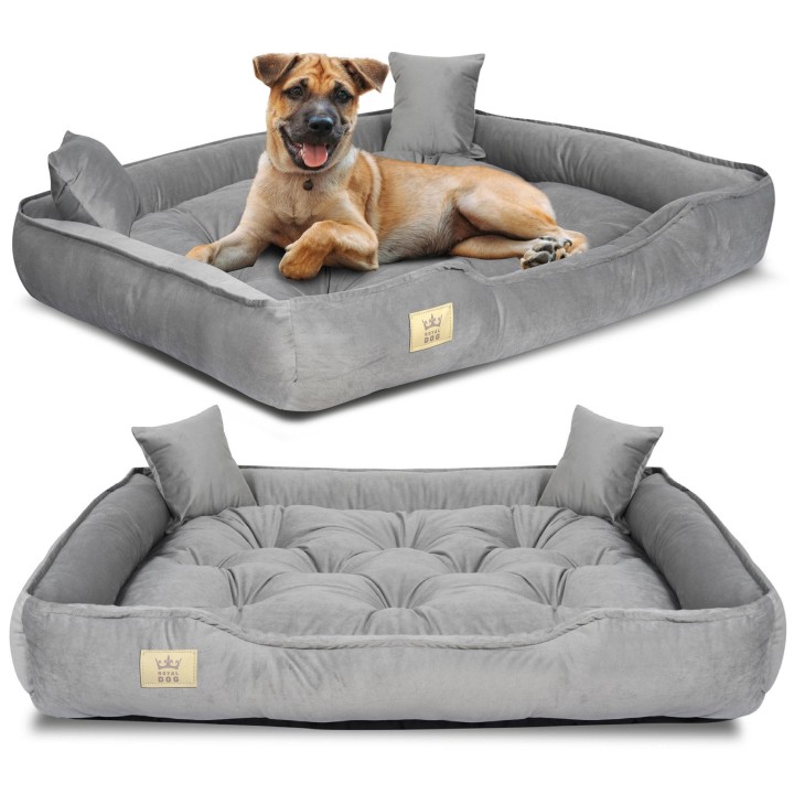 Velours-Hundebett, Katzenbett, Sofa, Laufstall, Grau, 4 Größen M schlachtschiff grau