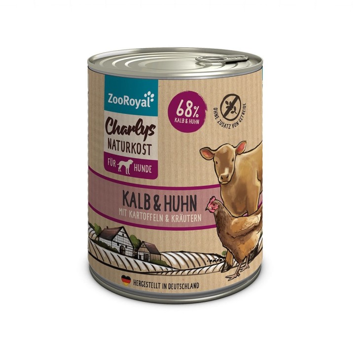 ZooRoyal Charlys Naturkost Kalb, Huhn, Kartoffeln & Kräuter 800g