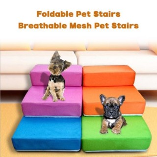 Haustiertreppe, atmungsaktives Netz, 2 Stufen, Leiter, faltbar, Katzenklettertreppe, praktische Hunderampe, Heimtierbedarf gr