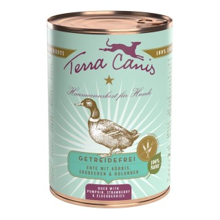 Terra Canis getreidefrei Ente mit Kürbis, Erdbeeren und Holunder 6x800g