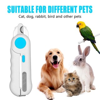 Nagelknipser und -feile für Katzen und Hunde mit LED-Licht, rutschfestem Griff, Nagelknipser, Krallenknipser blau