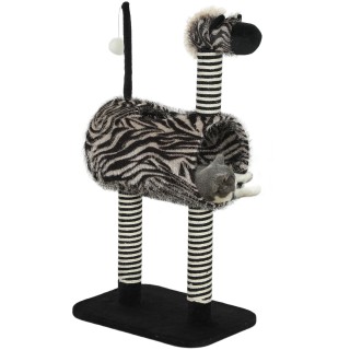 PawHut Kratzbaum Zebra-Design mit Katzentunnel Ø25 cm, Katzenbaum 93 cm, Kratzstämme Schwarz Weiß für Katzen   Aosom.de
