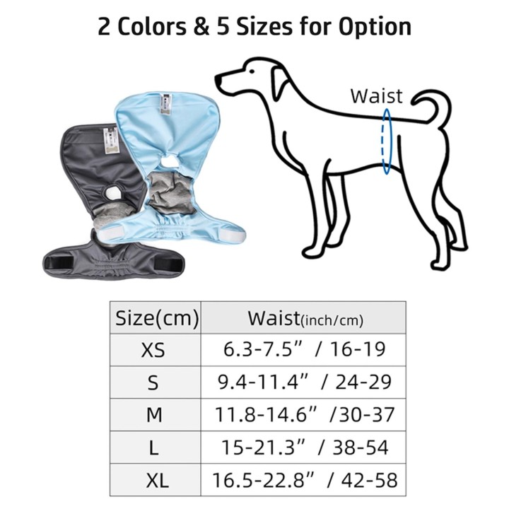 Waschbare Wickelwindeln für Hündinnen, wiederverwendbare Hündinnenwindeln, atmungsaktive Hündinnenwindeln, Packung XS hellbla