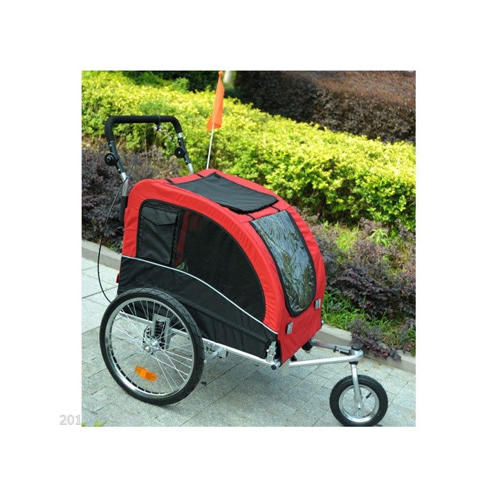 Hundeanhänger Fahrradanhänger Jogger Hunde Anhänger 2 in1 Anhänger Rot