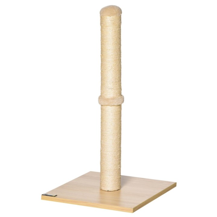 Kratzstamm für Katzen Kratzsäule aus Sisal stabiler Kratzbaum Kratz Spielzeug Katze mit Ball 60 cm Spanplatte Sisal Beige+Eic