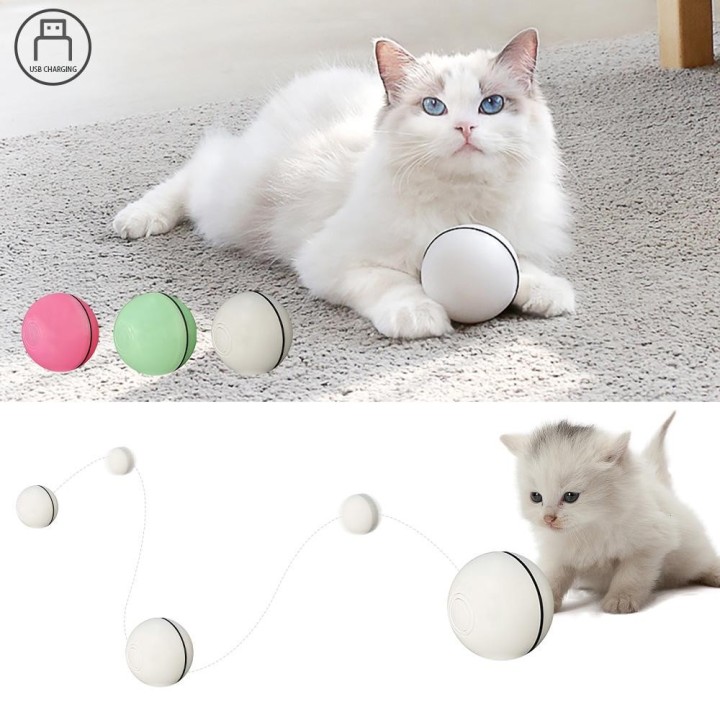 Elektrischer interaktiver Katzenspielzeugball, rollender Ball für Kätzchen-Katzen-Übungen rot