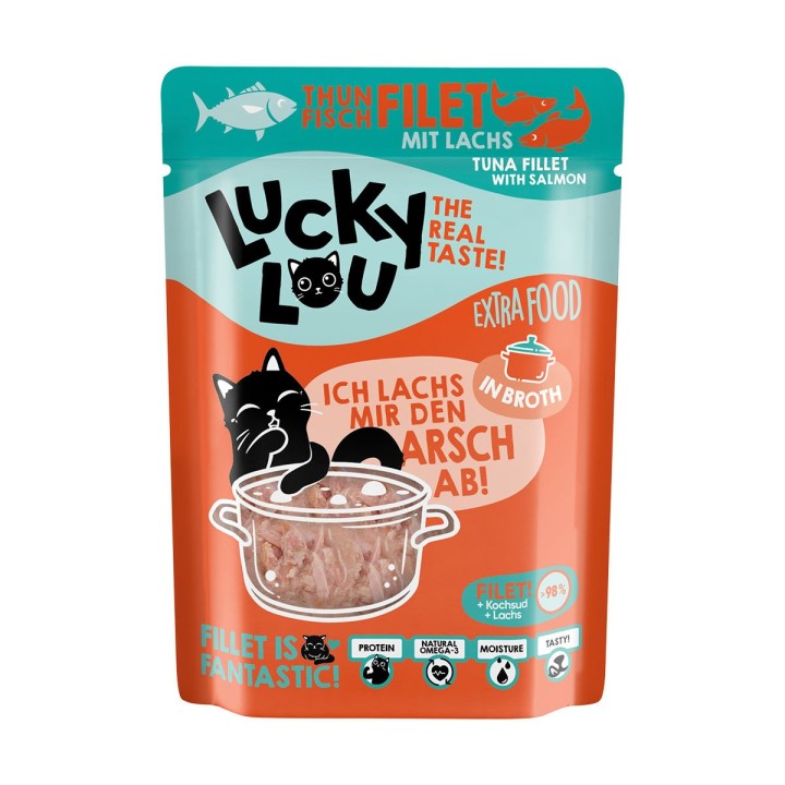 Lucky Lou Extra Food Thunfisch & Lachs in Broth 12x70g