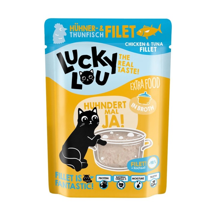 Lucky Lou Extra Food Hühnerfilet & Thunfisch in Broth 12x70g