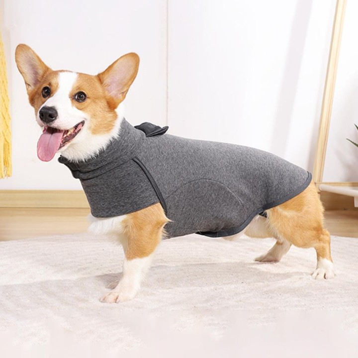 Hundepullover, Fleece-Weste, Rollkragenpullover, warme Winterpullover für kleine, mittelgroße und große Hunde 3X-Large grau