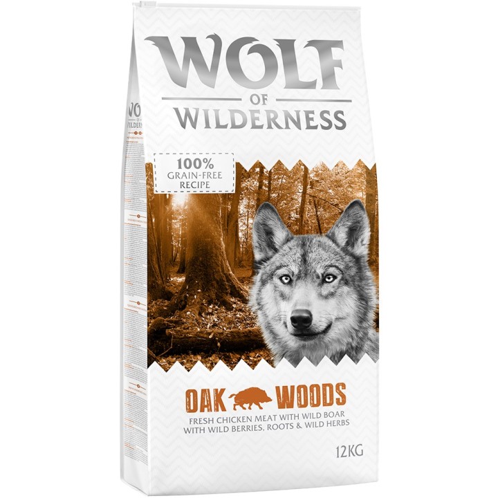 2 x 12 kg Wolf of Wilderness Trockenfutter - getreidefrei - Oak Woods - Wildschwein