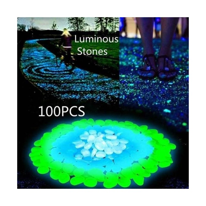100 Stück leuchtender Stein, leuchtender Kieselstein für Felsen, Gehweg, Außendekoration, Aquarium, Garten, Weg, Fußweg, Rase