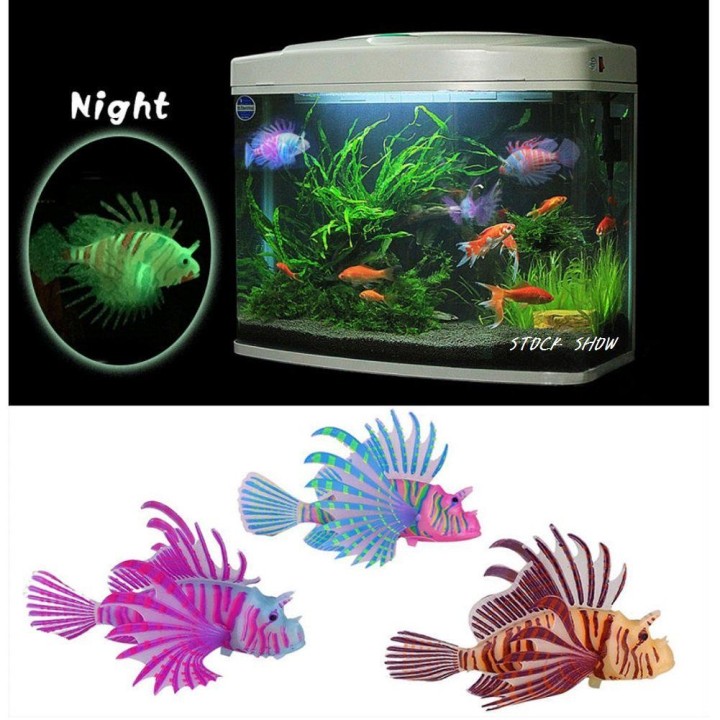 Aquarium künstliche bunte leuchtende Fische Silikon Feuerfisch schwimmende Dekorationen Ornamente für Tank blau