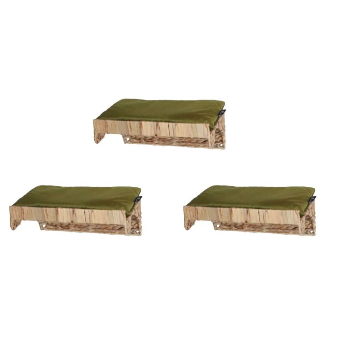 Katzen-Kletterwand WH mit Samtkissen 3er Set oliv