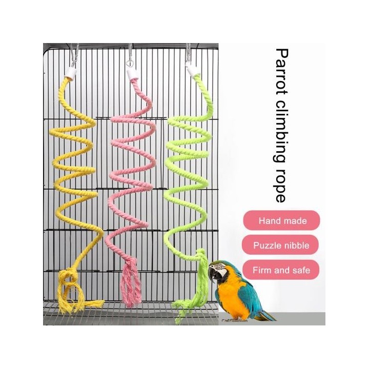 Kletterspielzeug für Papageien, Spiralform, bissfest, leuchtende Farbe, Quasten-Design, verschleißfest, lindert Stress L gelb