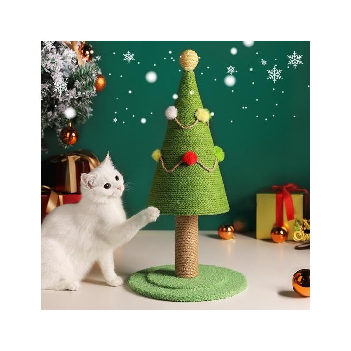 Katzenkratzbaum-Design, kratzfest, mit Plüschball, Simulationsrasen, groß grün