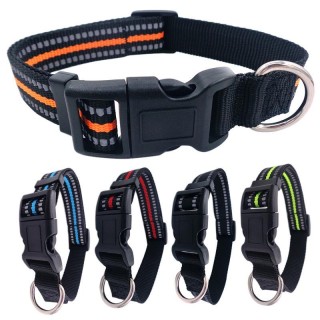 Reflektierendes Hundehalsband, Katzen- und Hundehalsband, Nylon, reflektierendes Halsband, Haustierhalsband M schwarz