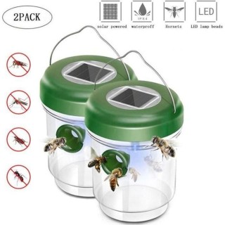 Lot von 2 Fischen mit Mouche, Guêpes und Moustique, Insektenschutz, Lamellen - Solar mit LED-Licht