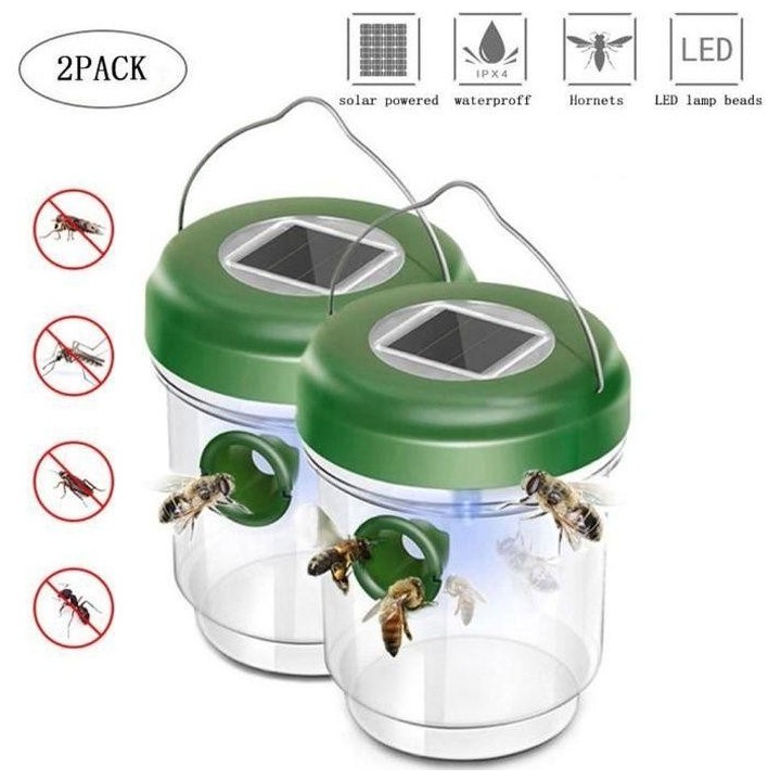 Lot von 2 Fischen mit Mouche, Guêpes und Moustique, Insektenschutz, Lamellen - Solar mit LED-Licht