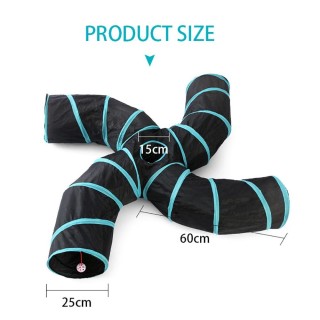 Katzentunnel, 4-Wege-Spieltunnel für Haustiere, zusammenklappbares Tunnelspielzeug für Katzen, Hunde, Kaninchen, Haustiere Tu