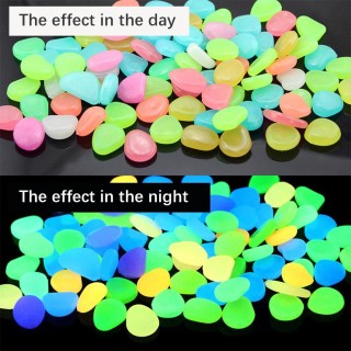 100PCS leuchtende Steine ​​für Dekorationen Aquarium Aquarium Leuchtstein Indoor Outdoor Zen Garten Kieselsteine weiß