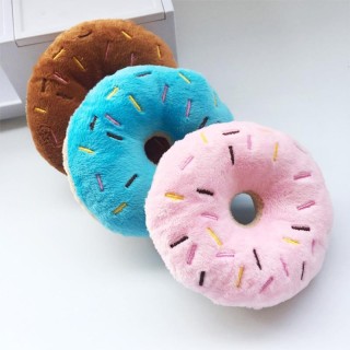 Weiche Hunde-Donuts aus Plüsch, Hundespielzeug für Hunde, Kauspielzeug, süßes Welpen-Quietschspielzeug, lustiges Welpen-Inter