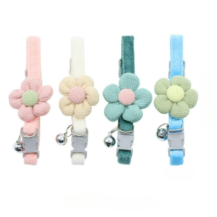 1Pc Katzenhalsband mit süßer Blume verstellbare Schnalle Katzenhalsband Glocke Katze kleine Heimtierbedarf Kätzchenhalsband a
