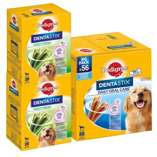 112 x Pedigree Dentastix Tägliche Zahnpflege/ Fresh Tägliche Frische - Dentastix x 56 + Dentastix Fresh x 56 - für große Hund