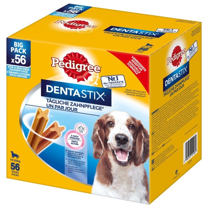 Sparpaket! 168 x Pedigree DentaStix Tägliche Zahnpflege / Fresh - Dentastix x 112 + Dentastix Fresh x 56 - für große Hunde (