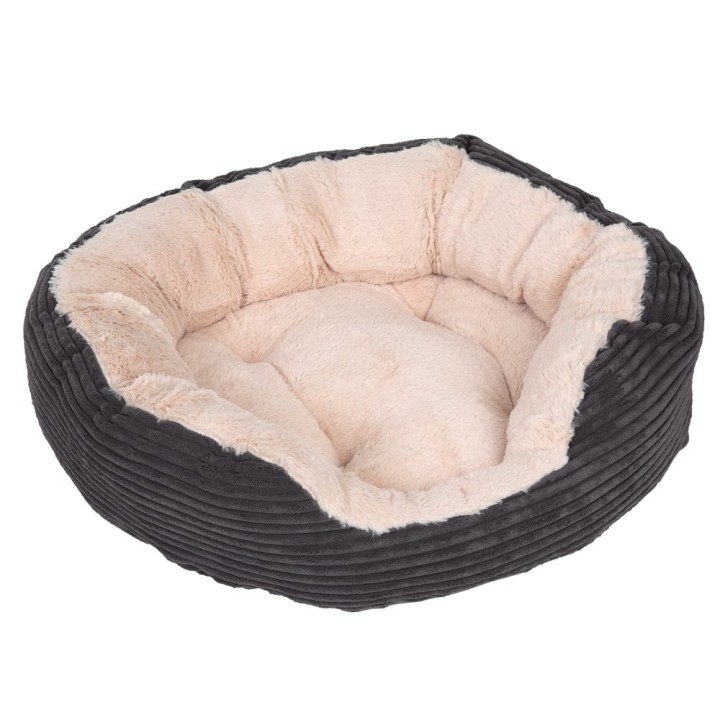 Sparpaket: Kuschelbett Cozy Cord + Fleecedecke Pawty - Größe S + Decke
