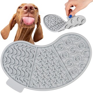 Leckmatte für Hunde, nierenförmige Leckmatte grau