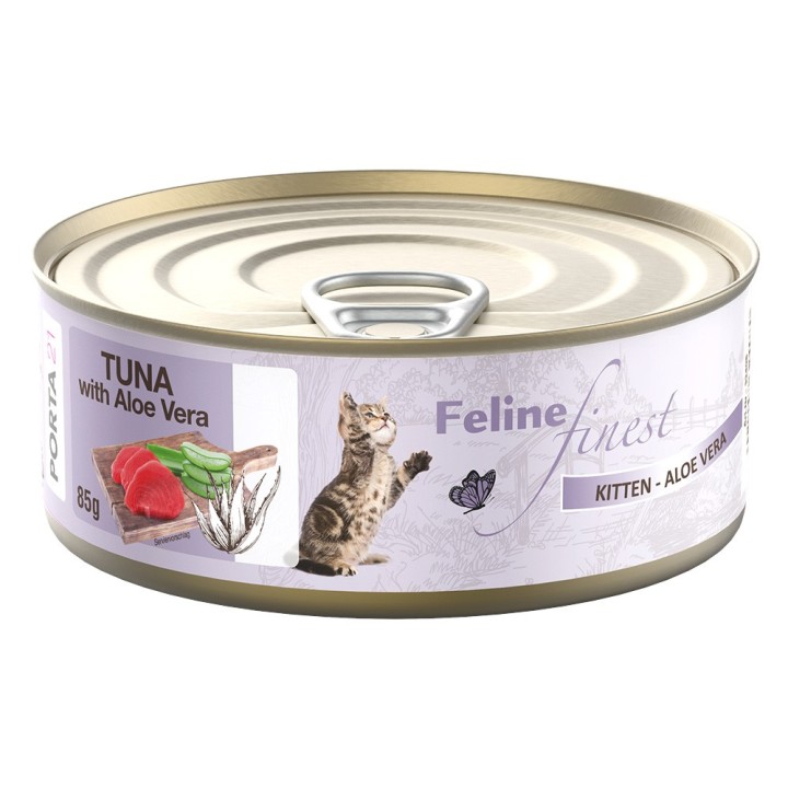 Sparpaket Feline Finest Katzen Nassfutter 24 x 85 g - Kitten Thunfisch mit Aloe