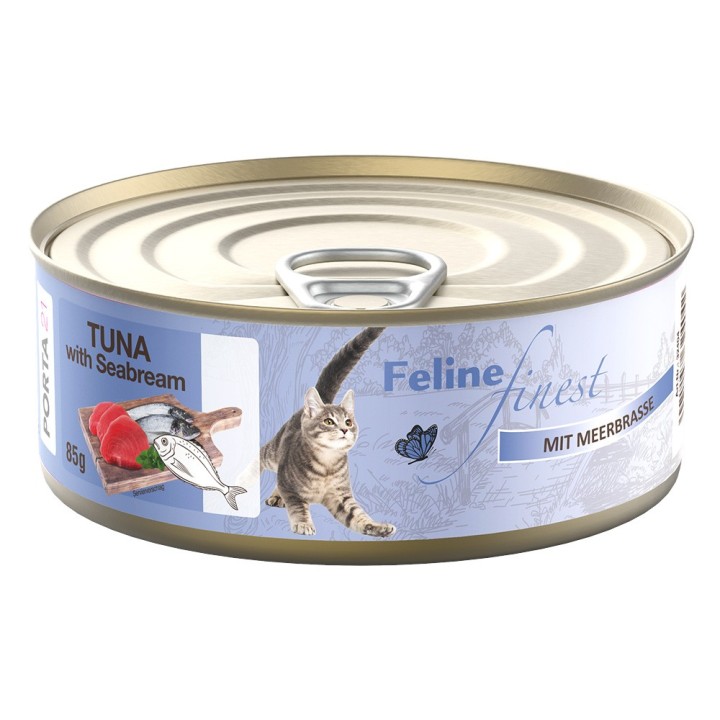Sparpaket Feline Finest Katzen Nassfutter 24 x 85 g - Thunfisch mit Meerbrasse