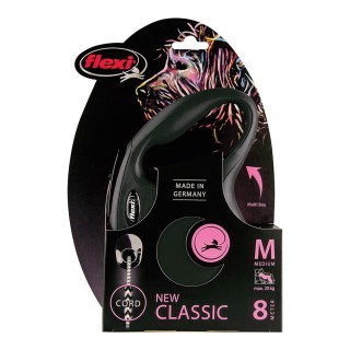 FLEXI CLASSIC 'M' CORDON Ausziehbare Leine 8 m BIS 20 kg Schwarz NAYECO