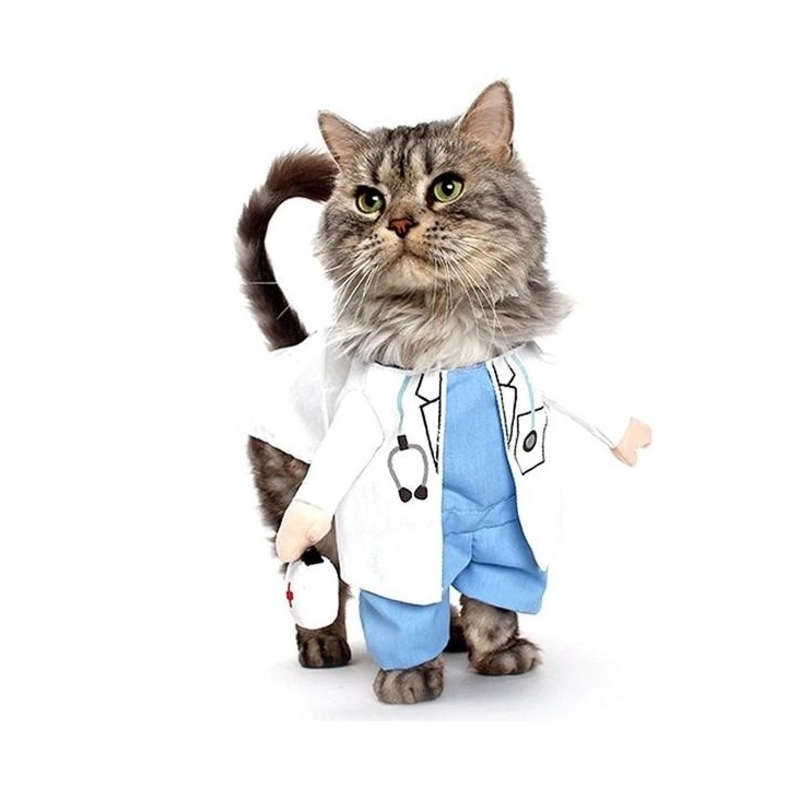 Kostüm für Katze und kleinen Hund Arztkostüm Tierbekleidung