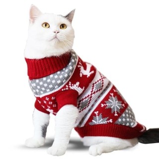 Marineblaue Schneeflocke-Katzen- und Hundeweihnachtshaustier-Strickjacke