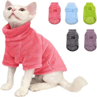 Winter Warme Haarlose Katze Kleidung Rollkragen Katze Pullover Mantel Weiche Flusen Pullover Hemd Verdicken Sphynx Katze Klei