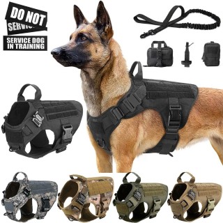 Taktisches Hundegeschirr, Haustiertraining, Hundeweste, Metallschnalle, Hundegeschirr und Leine, Set für kleine große Hunde M