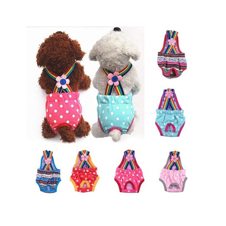 Physiologische Hose für Haustiere, gepunktet, gestreift, für Hündinnen, Unterwäsche, Hygienewindel XL