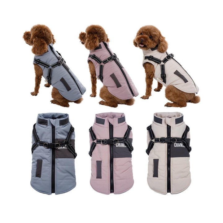 Haustier Katze Hund Herbst und Winter aus Baumwolle Kleidung Brustgurt One Body Weste mit Geschirr L