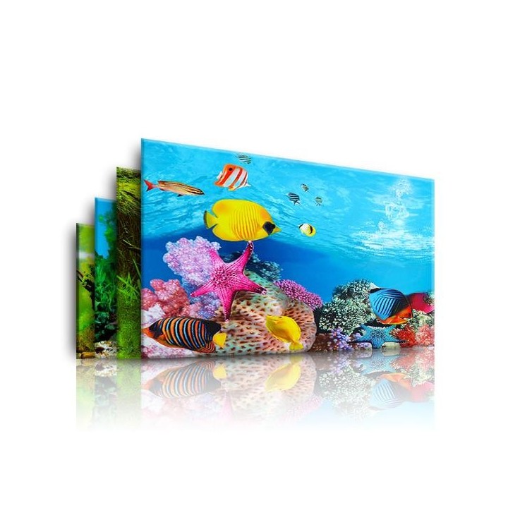 Aquarium Landschaft Aufkleber Poster Zufällige Farbe Aquarium 3D Hintergrund Malerei Aufkleber Doppelseitig Ozean Meer Pflanz