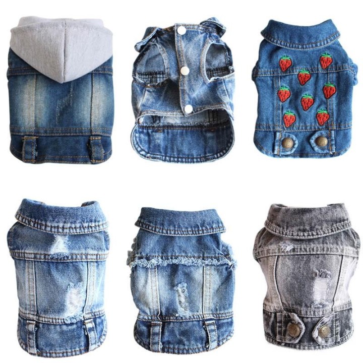 Denim Hundekleidung Cowboy Haustier Hundemantel Welpenkleidung für kleine Hunde Jeansjacke Hund Katze Weste Mantel XS tiefsee